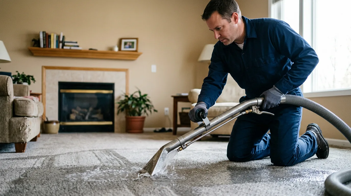Water damage restoration technician working near Fostoria, OH